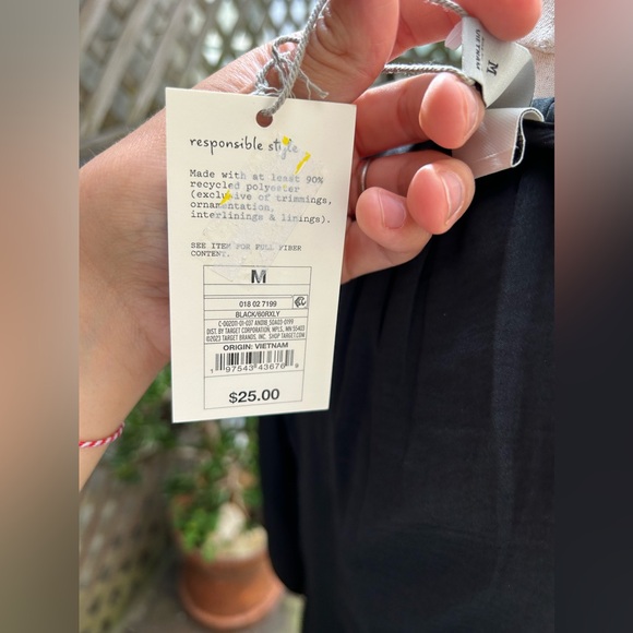 A New Day Black Top Gathered Neck, Dolman Sleeves. Size Medium NWT - Picture 5 of 11